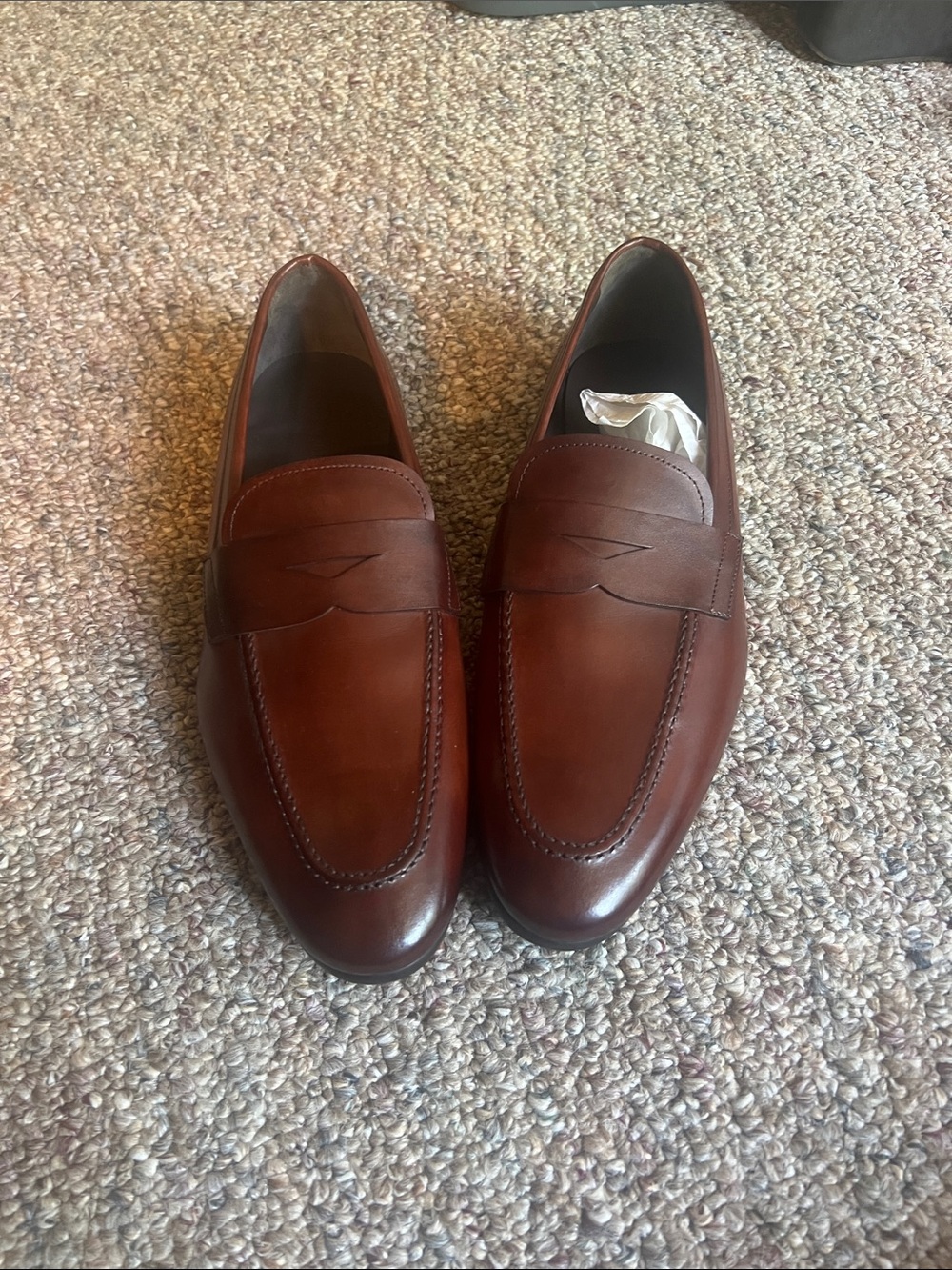 G brown. Men's Brown Leather Penny Loafers
